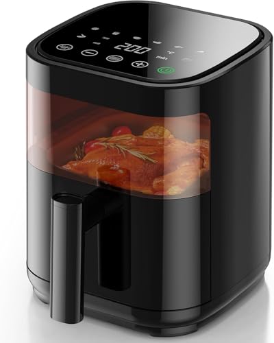 エアーフライヤー 電気フライヤー ノンフライヤー 3L ノンオイル 揚げ物・惣菜調理 1~2人用 可視窓付き LEDタッチパネル 温度/タイマー調整 日本語説明書・レシピ付 PSE認証 ブラック