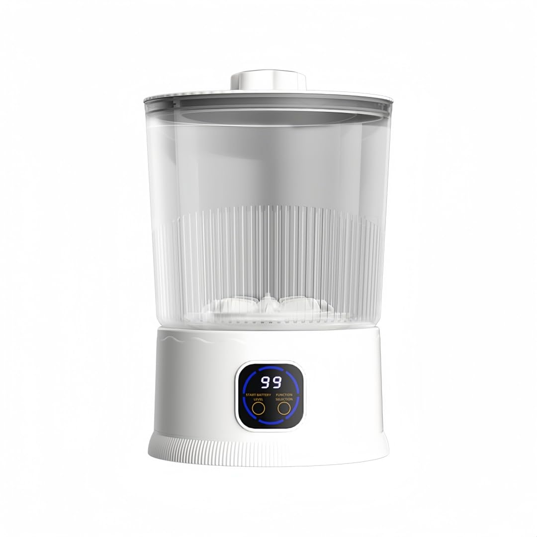 Tonain ミニ洗濯機 大容量 2L 小型洗濯機 バケツ型 節水 時間節約 3000mAh容量 USB充電式 30w 残量表示 モーター ポータブル 軽量で持ち運びに便利 静音 ベビー服・下着・靴下などの洗濯に最適です 家庭用 一人暮らし用 (ホワイト)