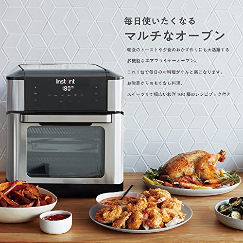 インスタントポット,【国内正規輸入品】1台9役 Vortex Pro エアフライヤーオーブン オリジナル(シリコンミトン 付き) 100種類のレシピセット, ブラック