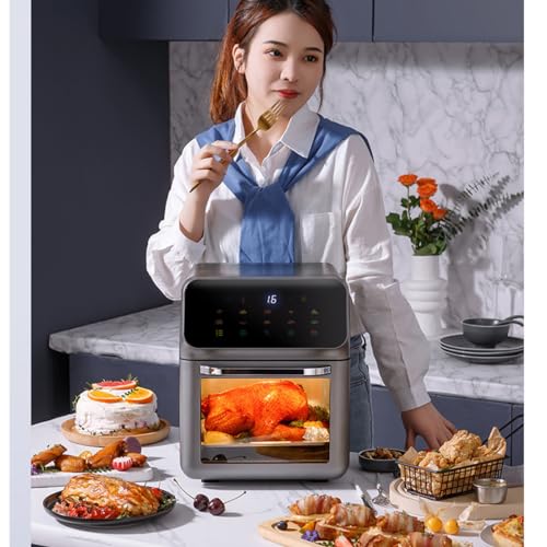 ノンフライヤー 電気エアフライヤー Air fryer 12L容量 可視窓 1350W 最高温230℃ 揚げ物 ポテト 惣菜 2~5人 自動電源オフ LEDディスプレイ 過熱保護【タイマー機能 温度調整 省エネ 静音】1台8役5D熱風360°空気循環 操作簡単 家庭用 引越し 結婚祝い 人気 プレゼント