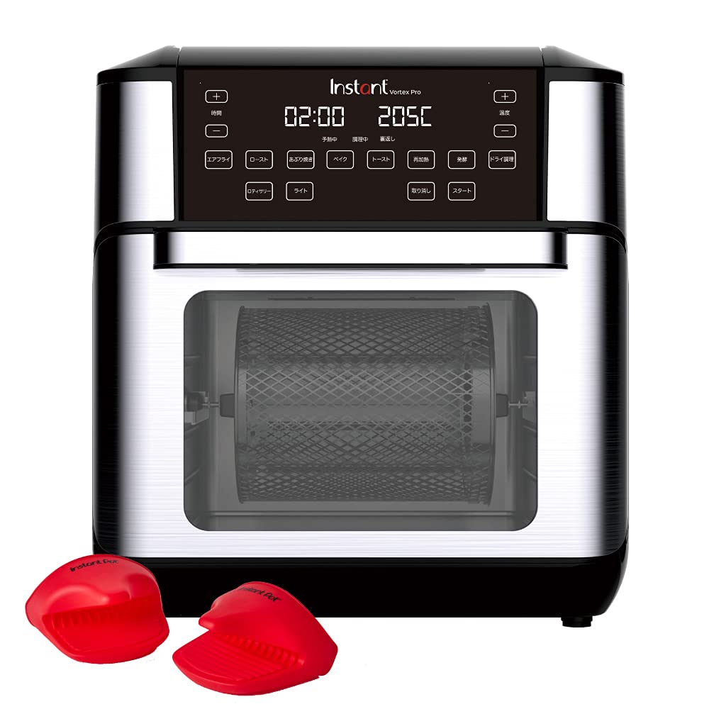 インスタントポット,【国内正規輸入品】1台9役 Vortex Pro エアフライヤーオーブン オリジナル(シリコンミトン 付き) 100種類のレシピセット, ブラック